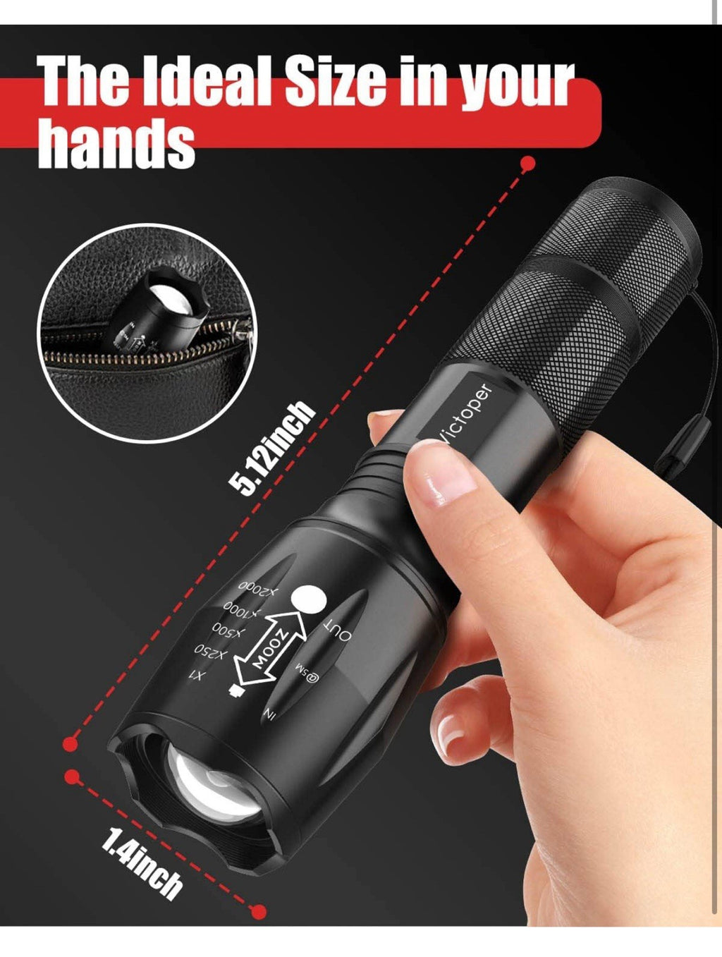 Victoper LED Flashlight 2 Pack, Bright Tactical Torch High Lumens with 5 Modes, 5