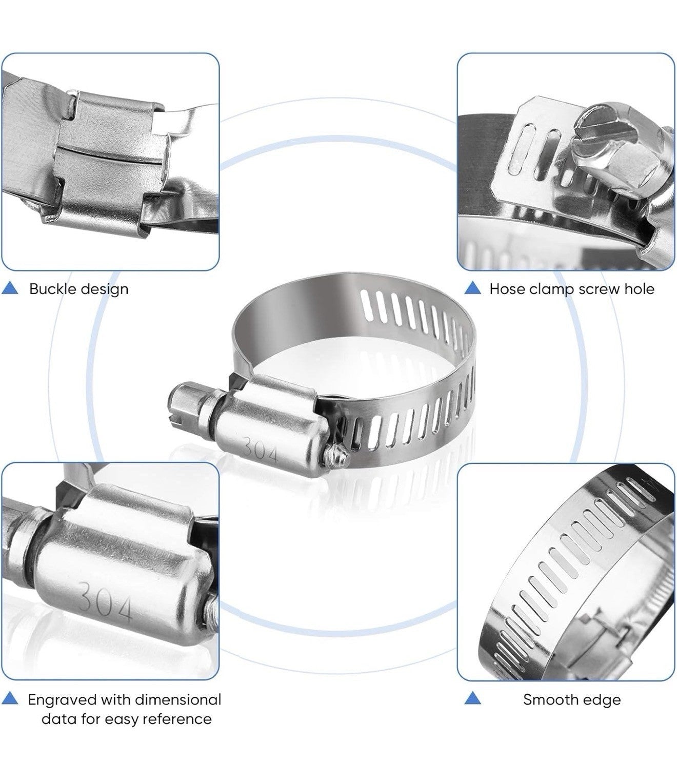40PCS Hose Clamp Set - 1/4''–1-1/8'' 304 Stainless Steel Box2
