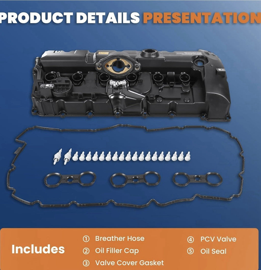 11127552281 Engine Valve Cover w/Gasket & Bolts Compatible with BMW E70 E82 E901