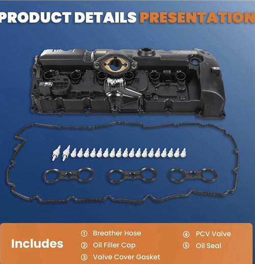 11127552281 Engine Valve Cover w/Gasket & Bolts Compatible with BMW E70 E82 E901