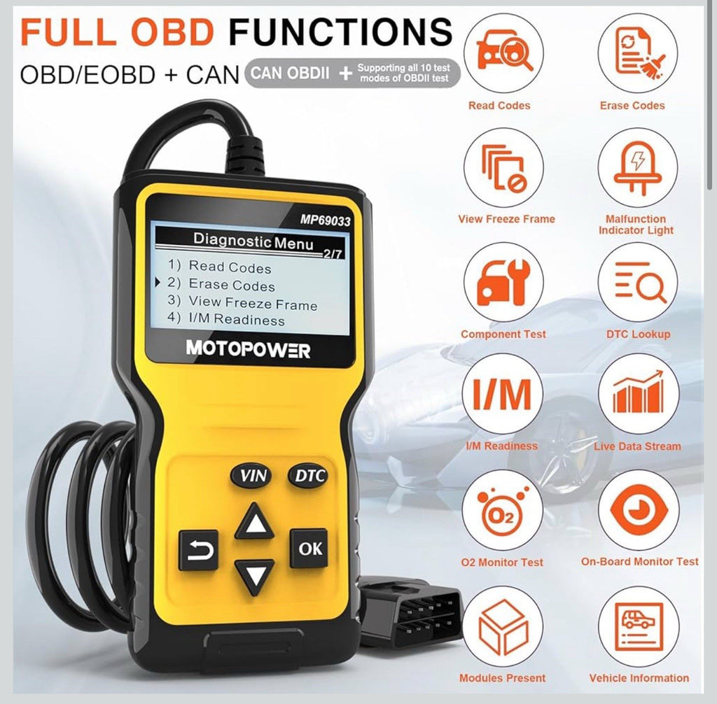 MOTOPOWER MP69033 Car OBD2 Scanner Code Reader Engine Fault Scanner CAN Diagnost1