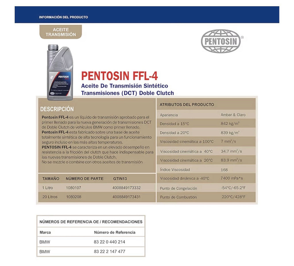 Pentosin Full Synthetic FFL-4 Dual Clutch Transmission Fluid, 1 Liter5