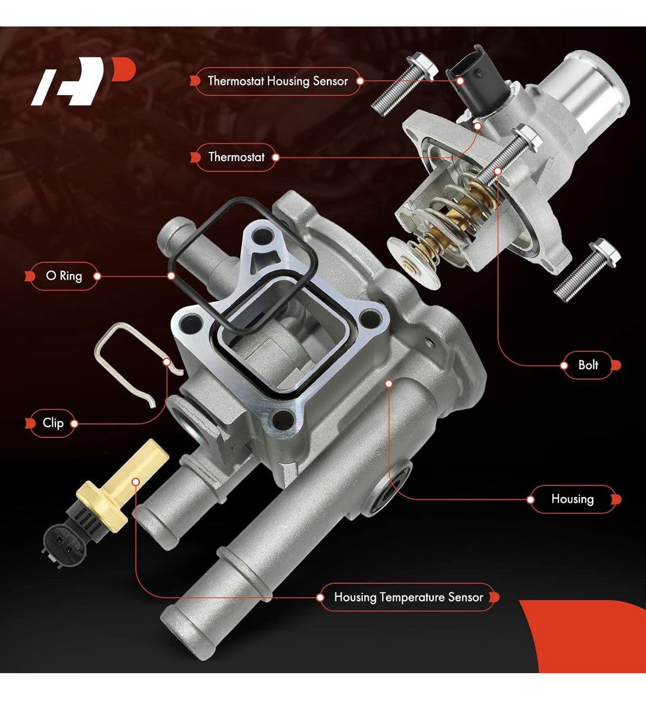 Upgrade Aluminium Thermostat Housing Assembly W/Sensors for Chevrolet Cruze 2...1