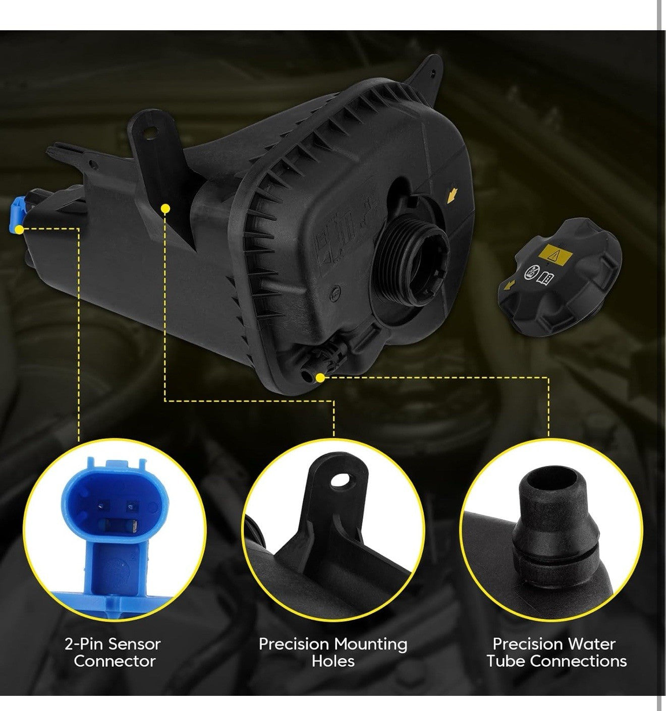 Engine Coolant Reservoir Tank with Cap Compatible with 2007-2018 BMW X5, 2008...3