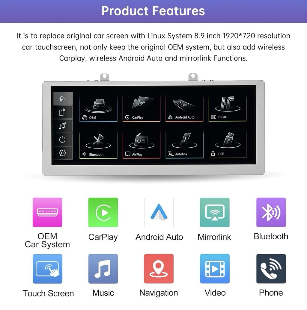 8.9 Inch Wireless CarPlay/Android Auto Touchscreen for Audi A4 (2009 8.9-2GMMI3