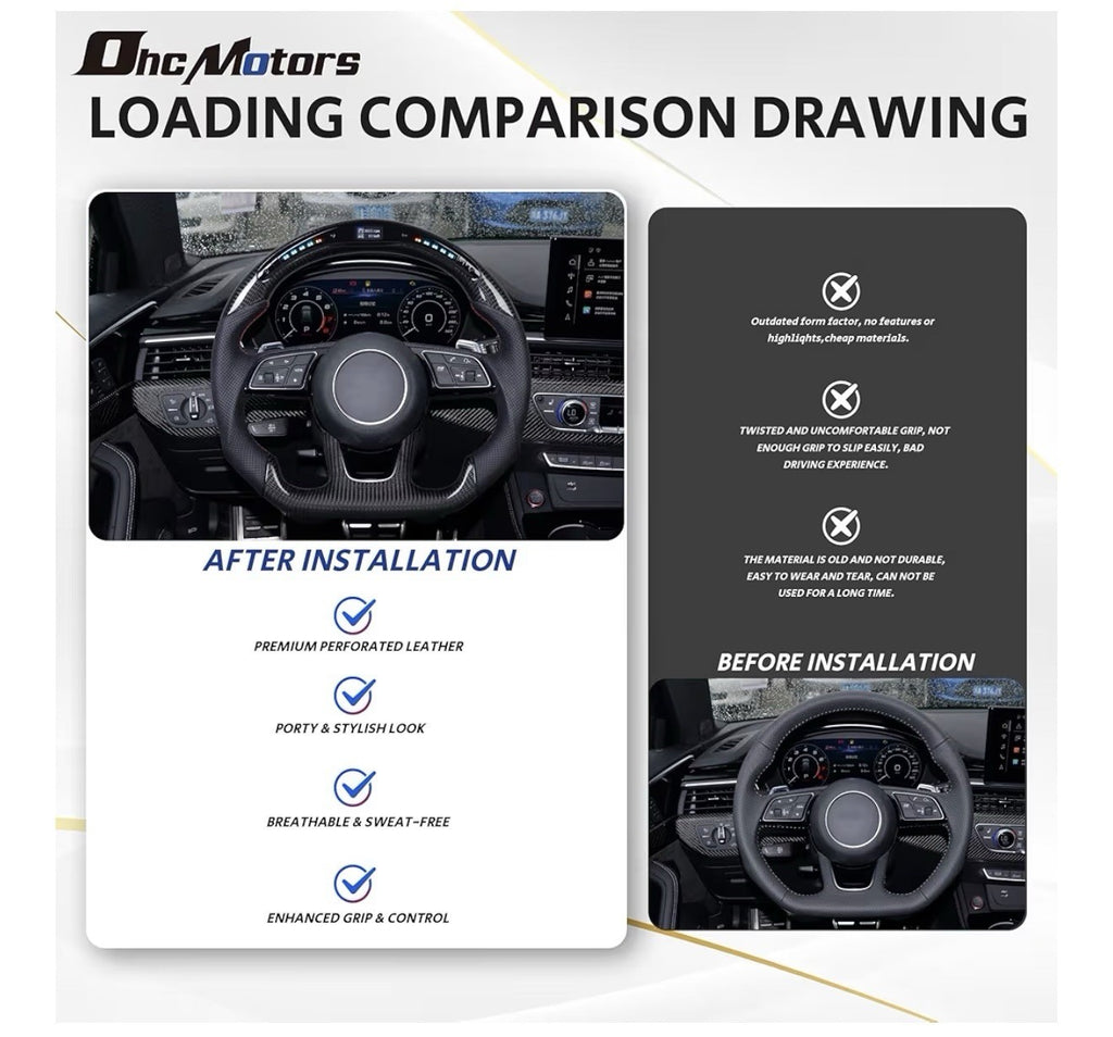 Real Carbon Fiber Smart Steering Wheel for Audi RS3/RS4/RS8/S3/S4/S5/A3/A4/A5USA5