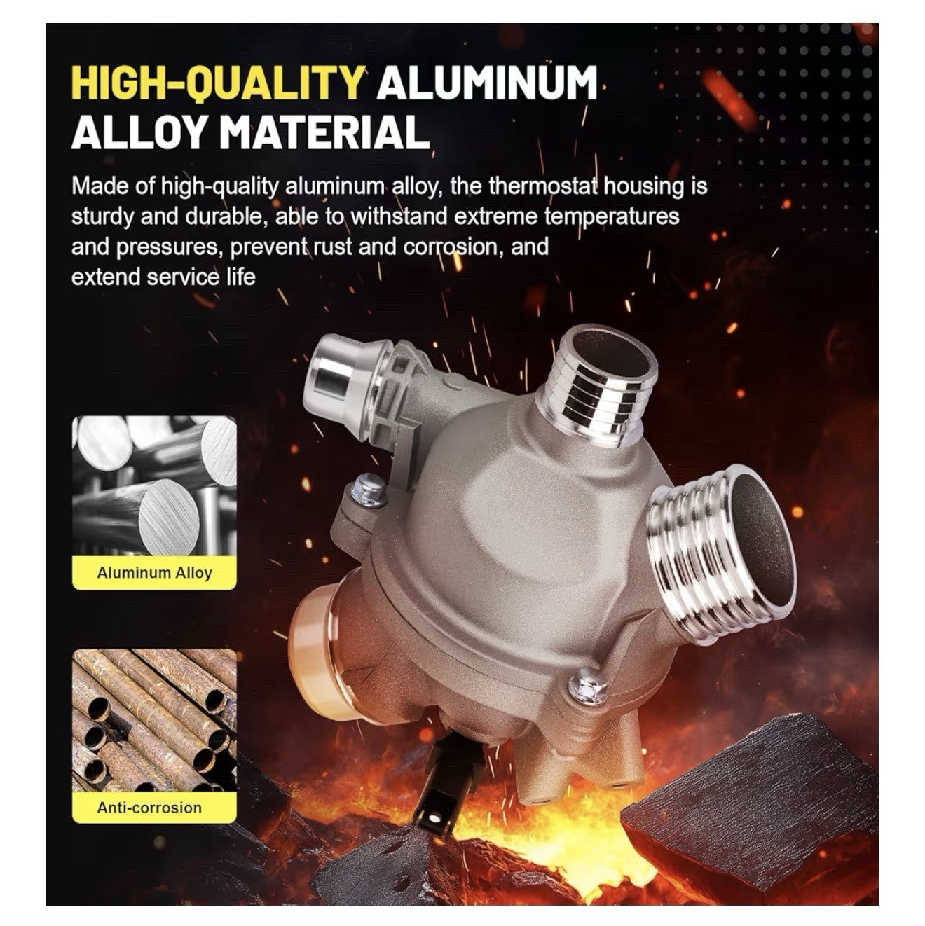 Upgrade Aluminum Thermostat & Housing w/Sensors for BMW 07-16 115375447883