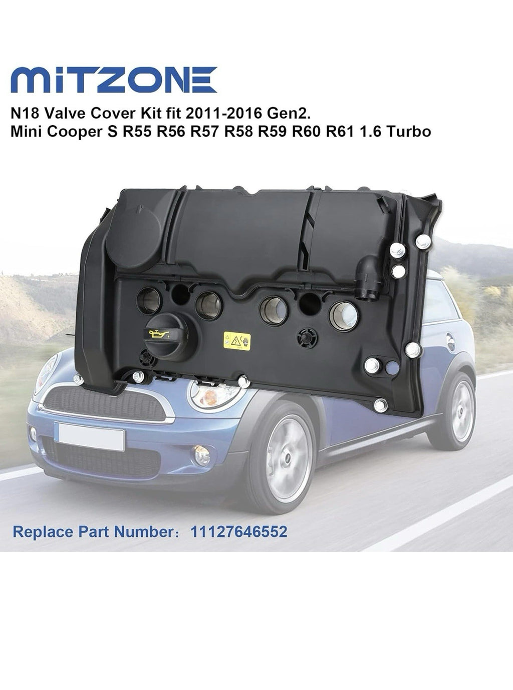 11127646552 Engine Valve Cover Kit, with Gasket, Bolts and Oil Cap Fit for 20...6