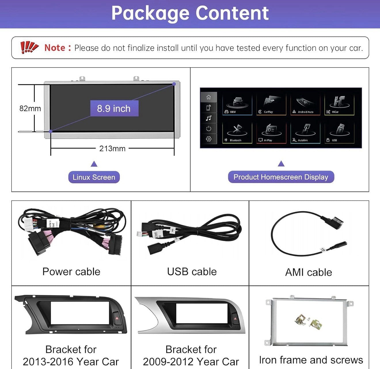 8.9 Inch Wireless CarPlay/Android Auto Touchscreen for Audi A4 (2009 8.9-2GMMI7