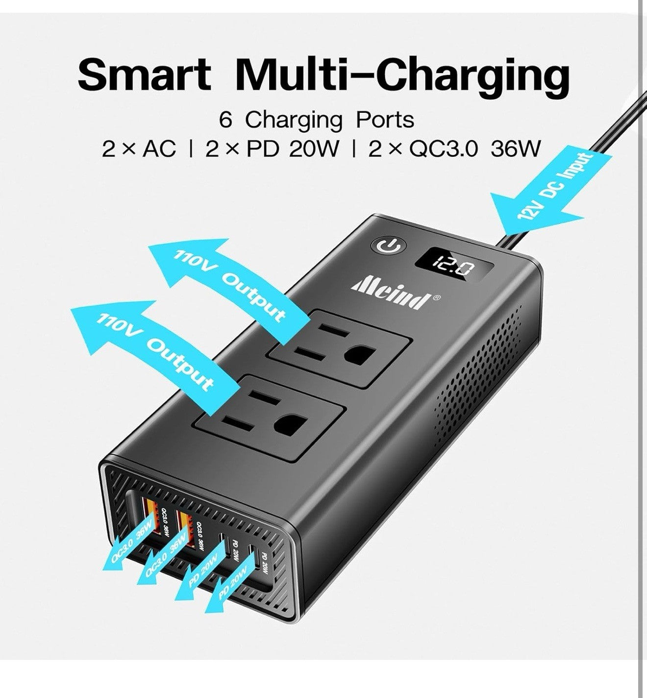 200W Car Power Inverter, OMEiT DC 12V to AC 110V Converter with Fast Charger... 7