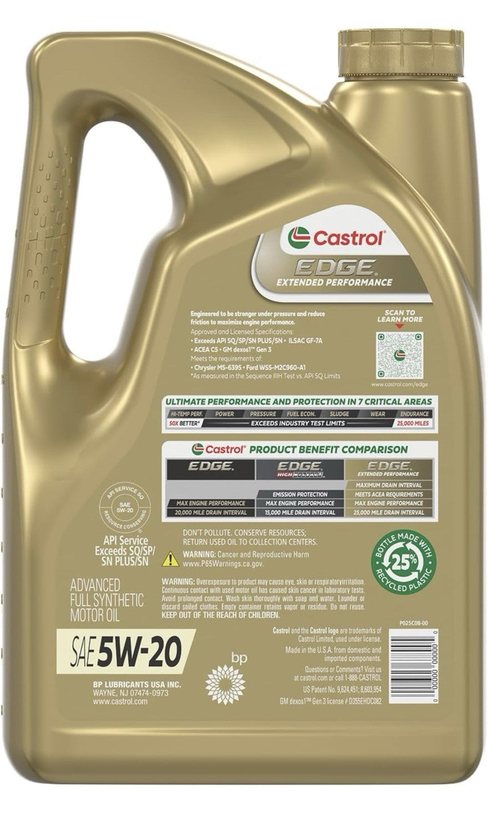 Edge Extended Performance 5W-20 Advanced Full Synthetic Motor Oil 5 Quart2