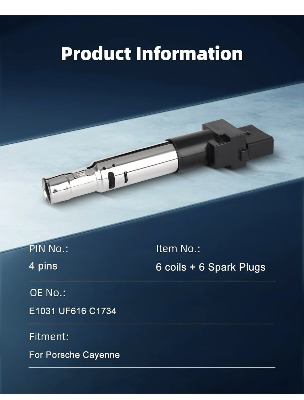 6 ignition coils with 6 iridium Spark Plugs for Porsche 2003-2011 Cayenne 3.62