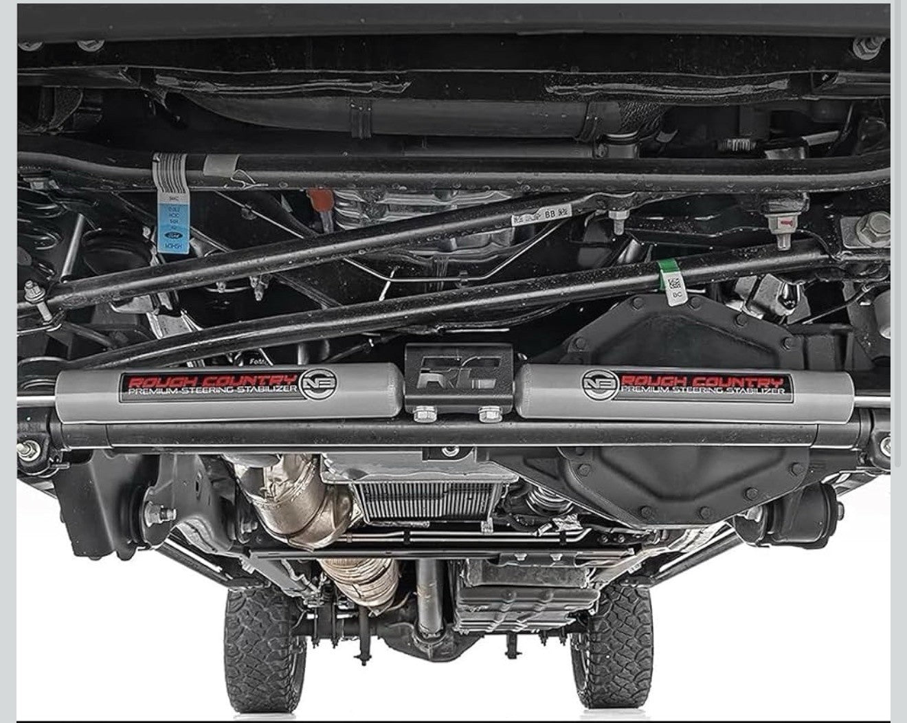 Rough Country V2 Steering Stabilizer Dual for Jeep Wrangler JK (2007-2018)5