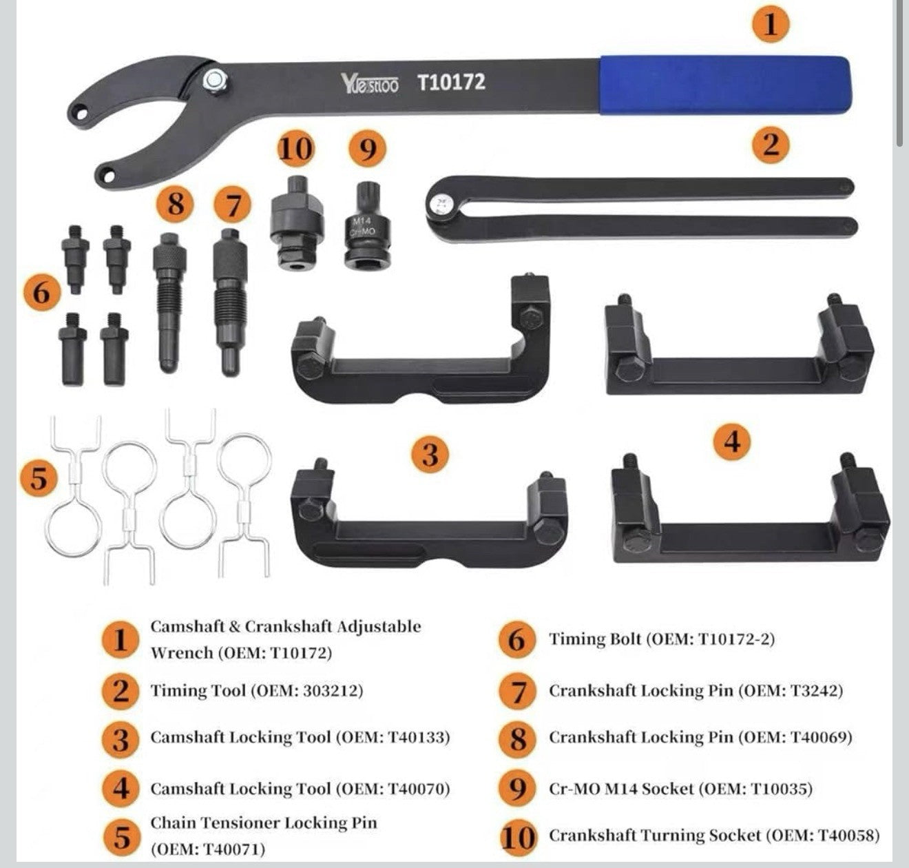 Engine Camshaft Locking Timing Tool Kit, Compatible with VW Audi 2.0 2.4 2.5 ...1
